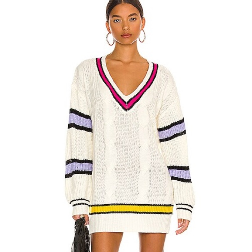 MORETOCOME Cassandra Sweater in Cream and Multi; Xs; never worn